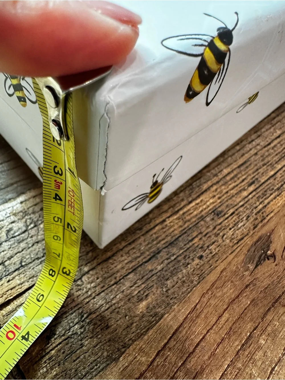 White Bee-Printed Storage Box - Decorative Home Organizer